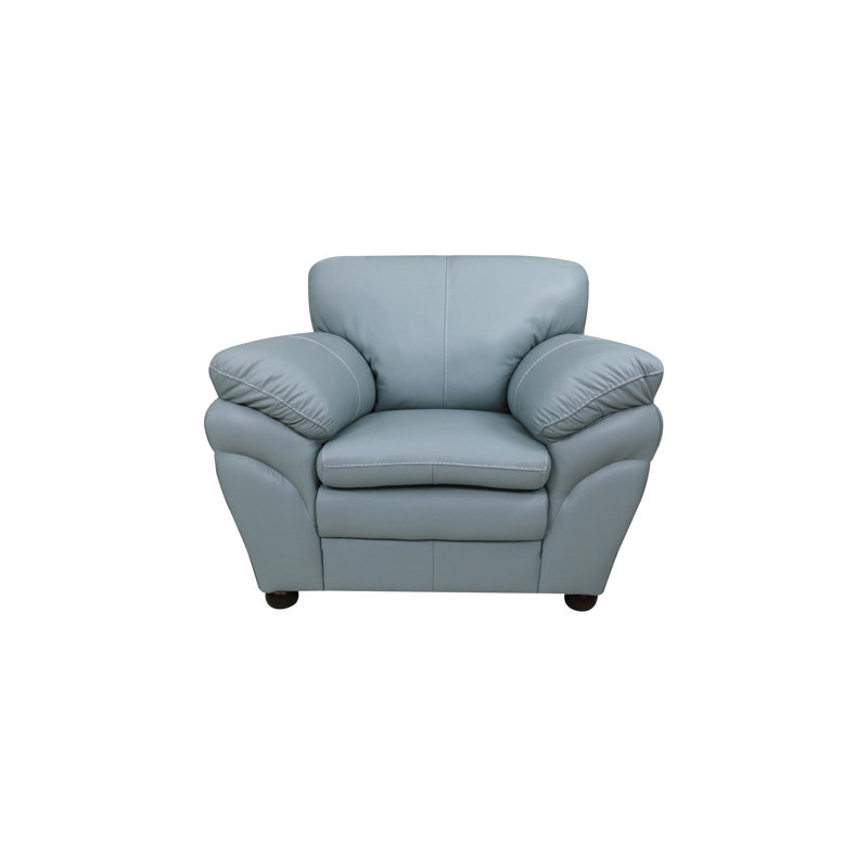 44" Wide Genuine Leather Armchair, Aqua