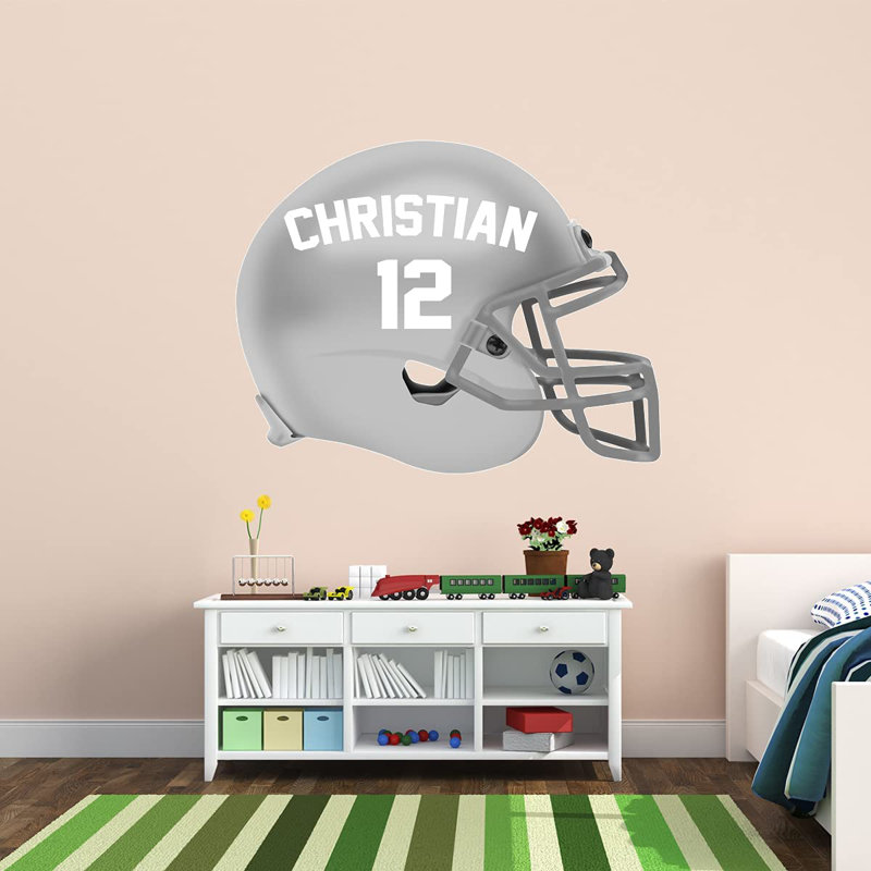 Adhésif mural casque de football, H 24 po x l 30 po, Argent