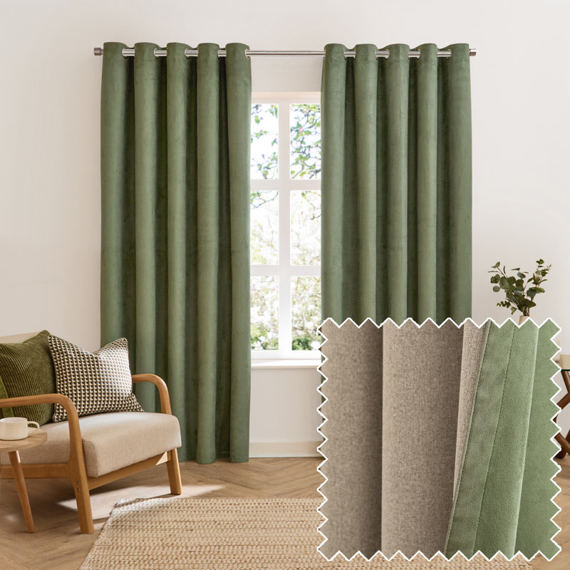 Verso Blackout Curtain Panel Pair, 137" W x 229" L, Green