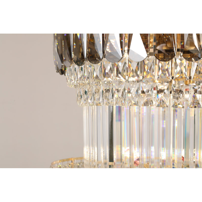 Lustre en cristal 26 niveaux à gradation, H 47,24 po x l 31,5 po x P 31,5 po