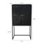 Armoire noire 31,5 x 16,5 x 60 po - transitionnelle et fonctionnelle avec une base en fer élégante et deux portes pour un décor moderne
