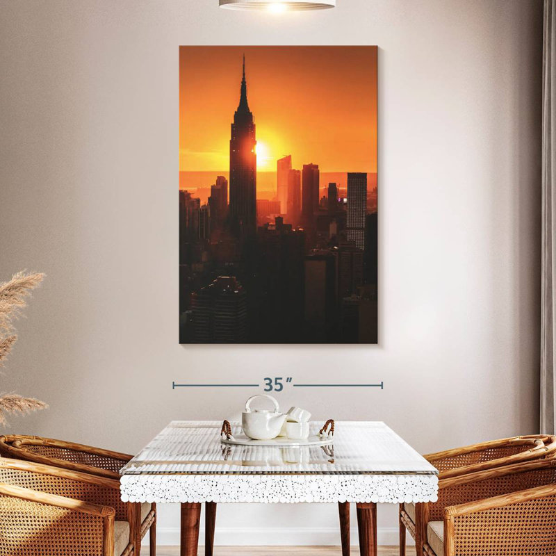 New York Sunset Silhouettes, 51" H x 34" W