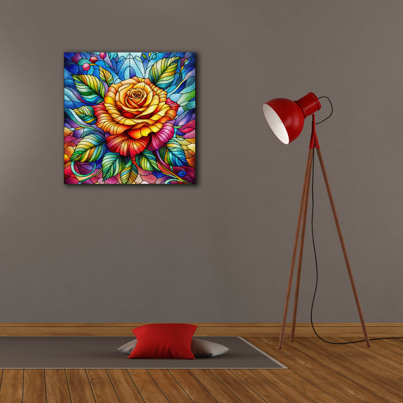  «Strain Glass Flower 1» par Rey Klimt, art mural sur toile, 26 po x 26 po, H 26 po x l 26 po