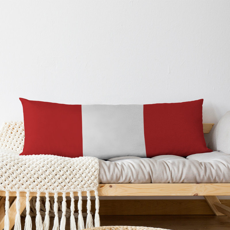 Polyester Medium Pillow, Red/White Middle, Adel 