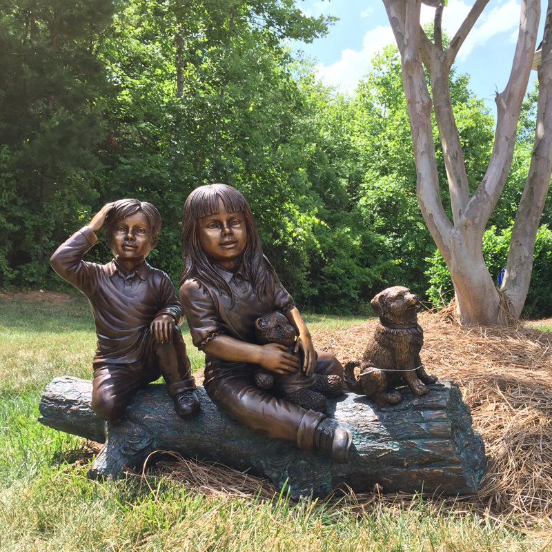 Dog Golden Retriever Bronze Garden Statue
