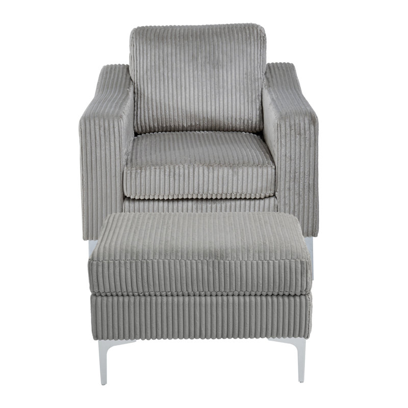 Canapé modulaire convertible en velours côtelé avec repose-pieds, Gris