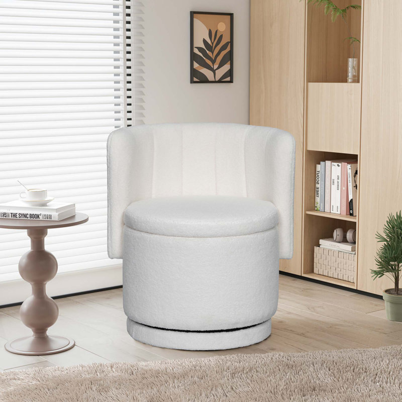 Chaise pivotante avec espace de rangement sous le siège, Beige Boucle