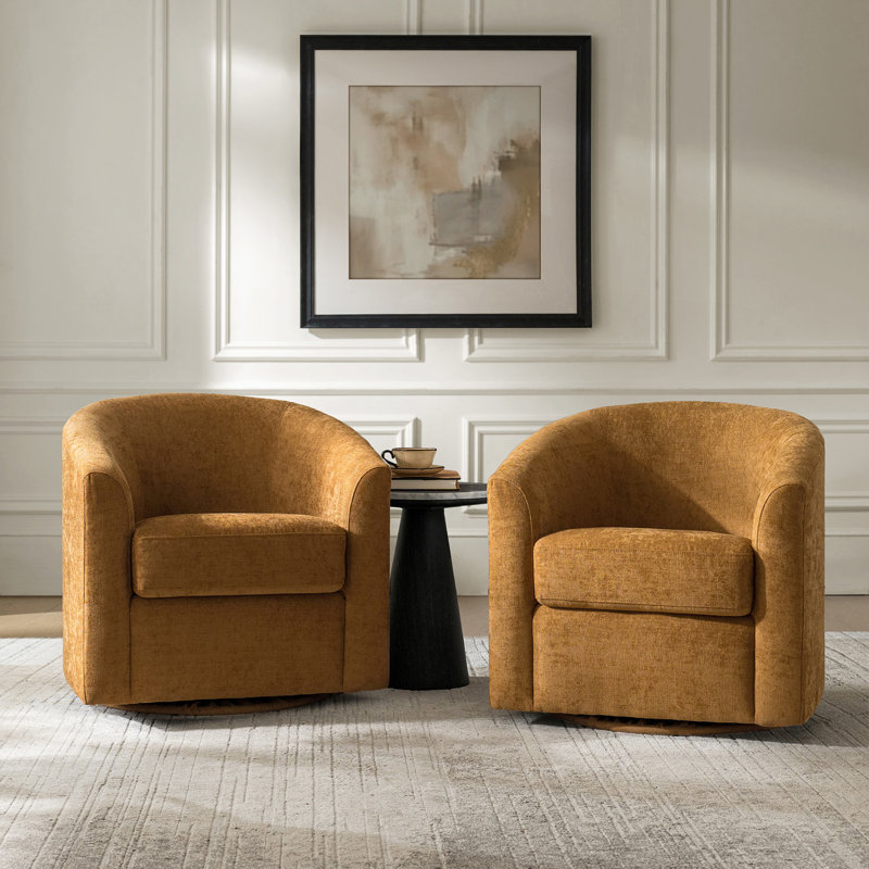 Fauteuil d'appoint pivotant rembourré Amiir, Doré