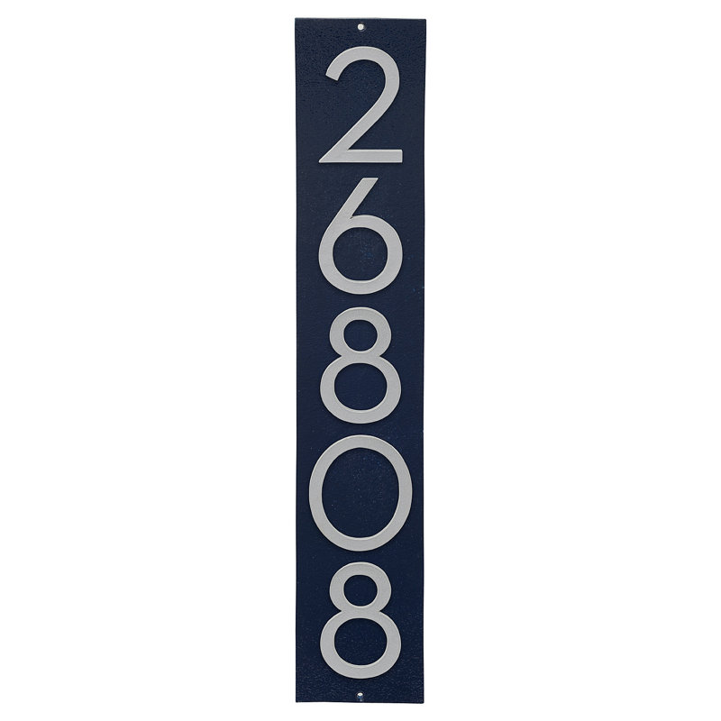 Plaque d'adresse verticale flottante 4 po (5 chiffres), Bleu marine, Argent, Oui