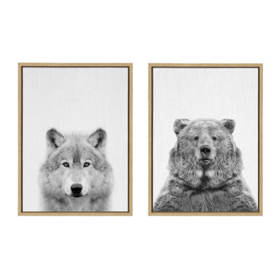 «Wolf and Bear European» par Simon Te of Tai, reproduction d'art sur toile encadrée