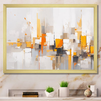 «Gray Yellow Symmetometric Abstract», reproduction sur toile