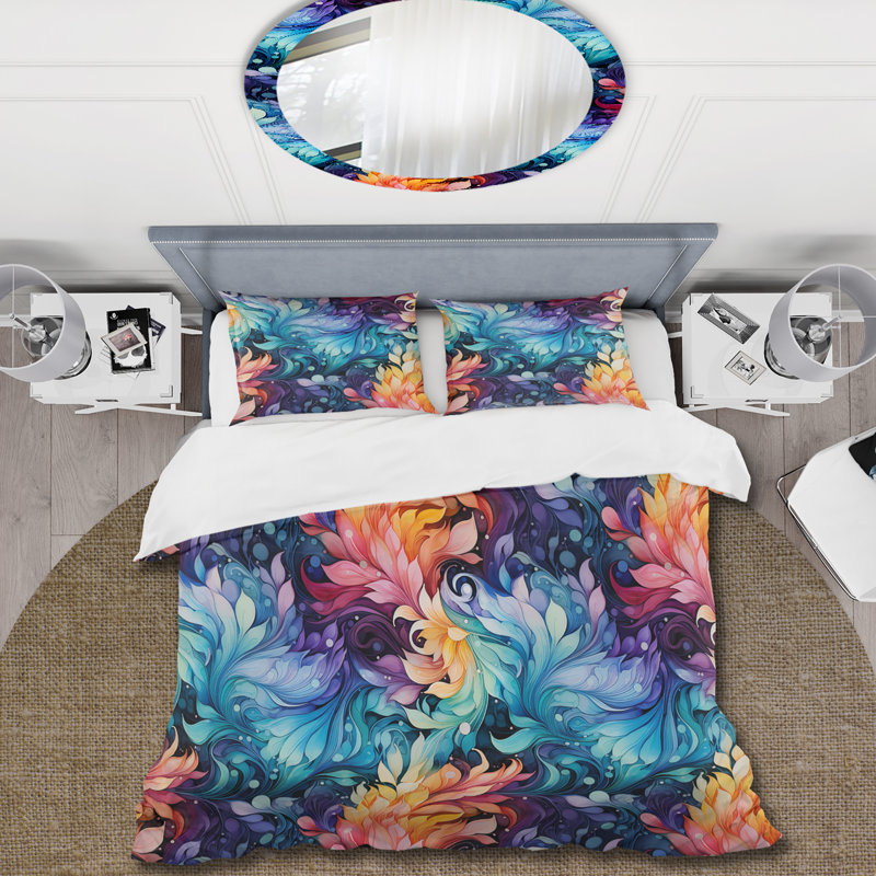 Ensemble de housse de couette Watercolor Charm Paisley, Housse de couette pour grand lit et 2 taies décor