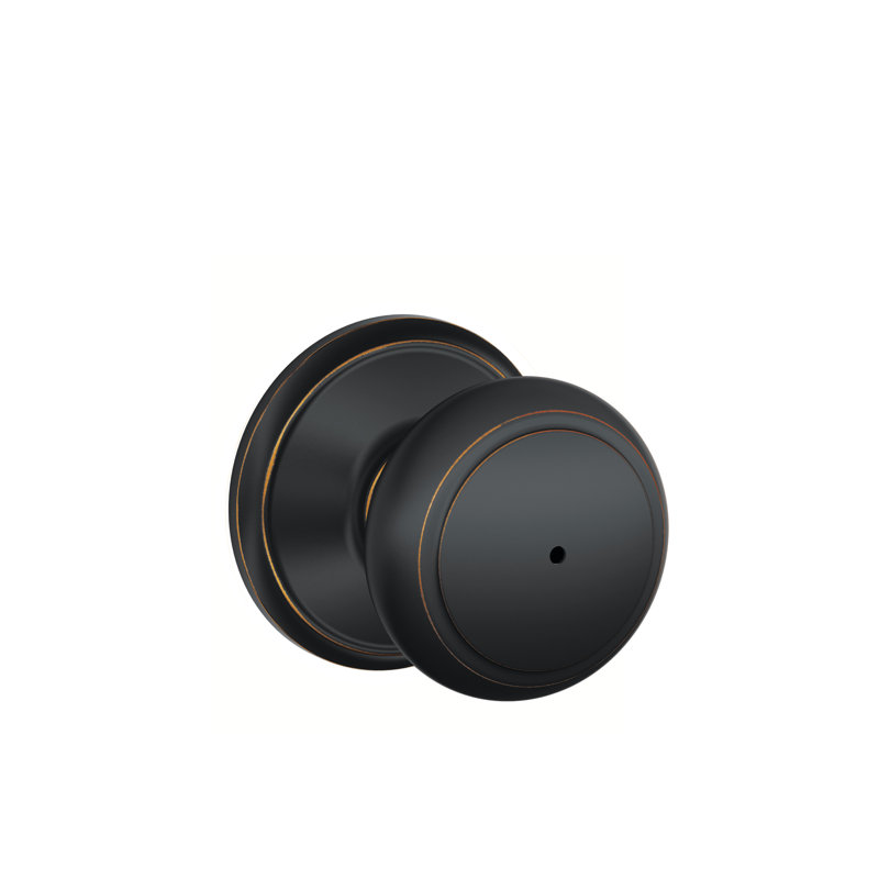 Andover Knob Bed and Bath Lock, Aged Bronze