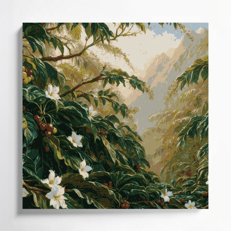 «Hawaiian Coffee Plants», art mural sur toile verte, H 32 po x l 32 po
