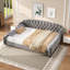 Lit de jour moderne capitonné Queen Size, lit rembourré de luxe, gris-1264136577