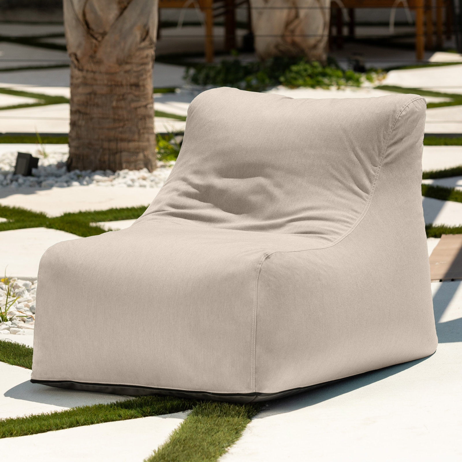 Ponce Outdoor Medium Bean Bag Chair, Flax Sunbrella