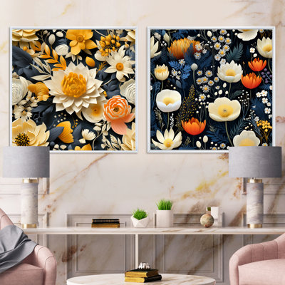 Palermo - Ensemble de 2 collages floraux carrés