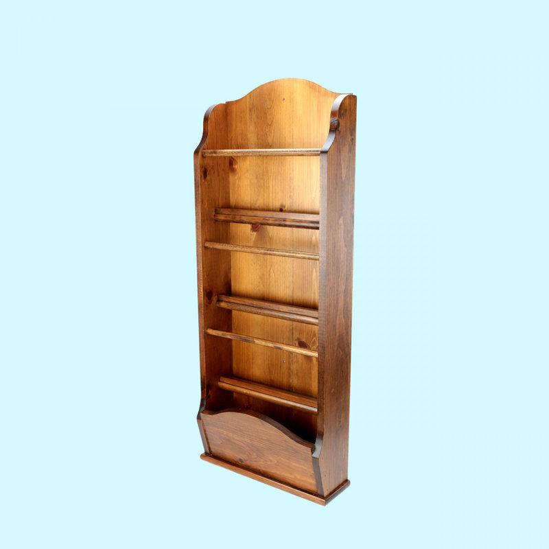 Porte-revues ou organisateur de rangement de paperasse fixation murale pin antique hauteur 40 pouces