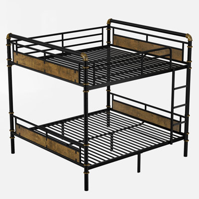 Grand lit superposé en métal, lits superposés détachables industriels avec garde-corps pour adolescents, noir (ancien SKU W2580S00019)