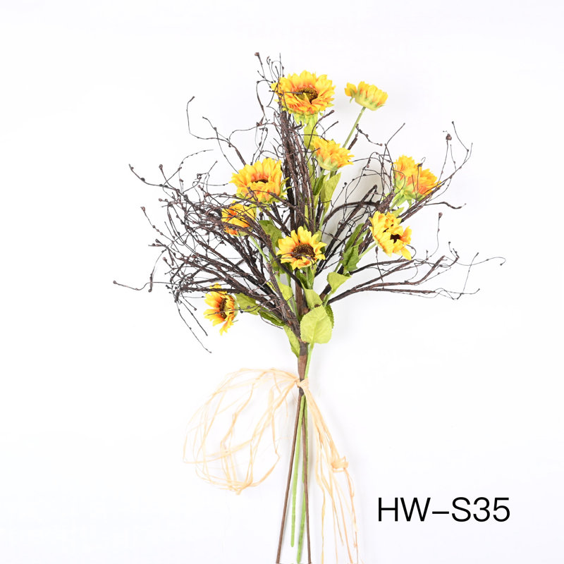Arrangement de tournesol artificiel avec tige longue pour remplissage de vase