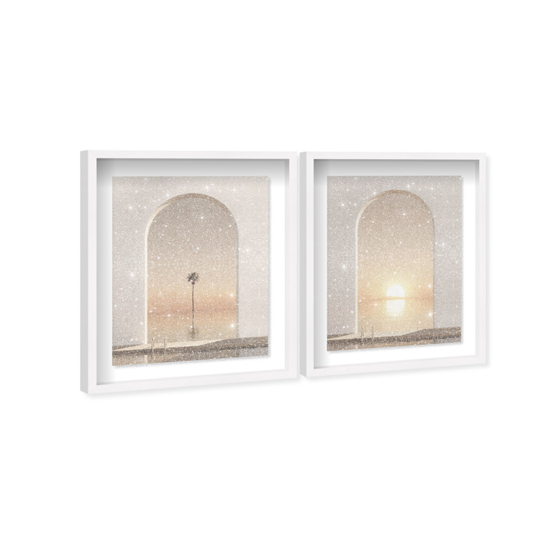 Coastal Window Set Shadowbox Landscape & Nature Print by Oliver Gal, Black Frame, 16 x 20, 37.5"H x 46.5"W, White Shadowbox
