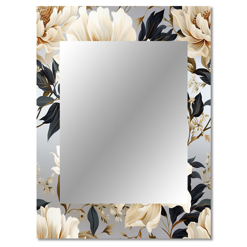 Élégance pivoines douces et douces Otwell - miroir unique floral, grand miroir mural Cottage, impression d'art en métal