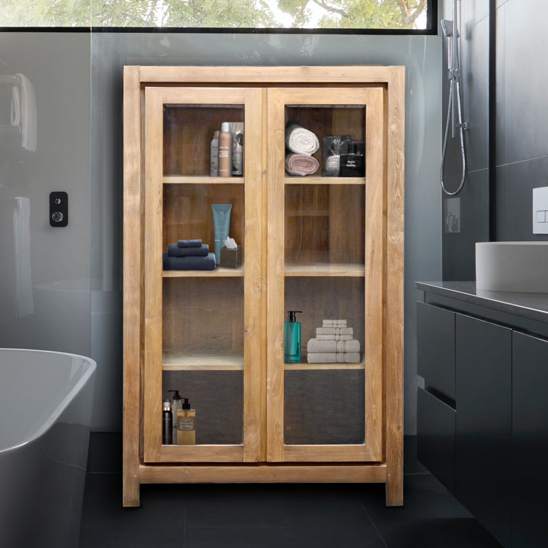 Armoire de salle de bain en bois massif l 39 po x H 63 po x P 16 po Singola