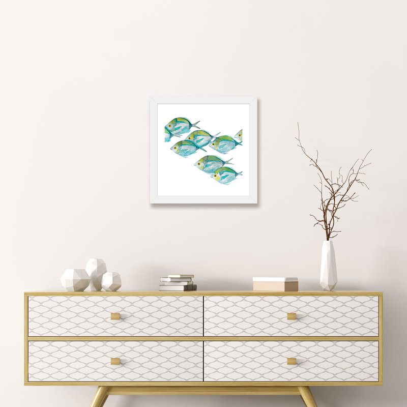 " Fishes ", White, White Framed Paper, 16" H x 16" W x 1" D