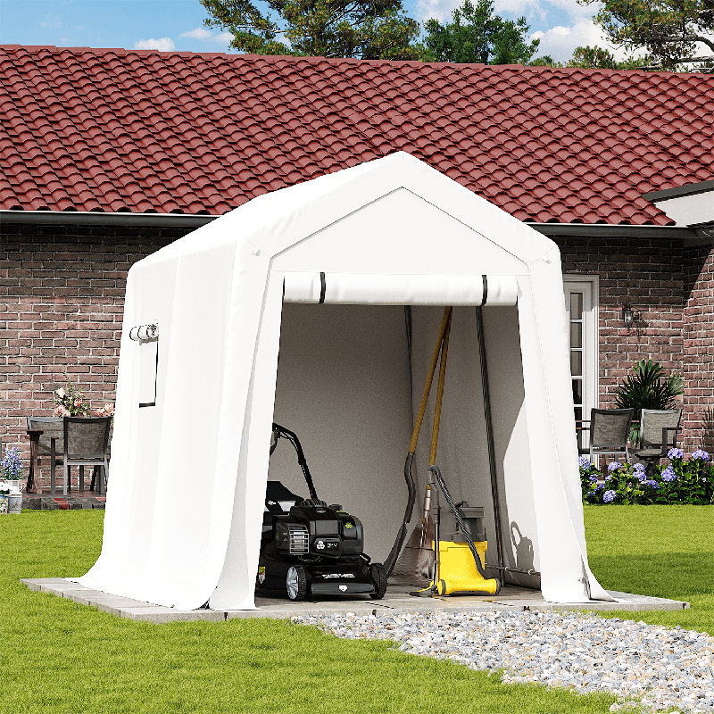 6 Ft. W X 8 Ft. D Polyethylene Portable Carport, White