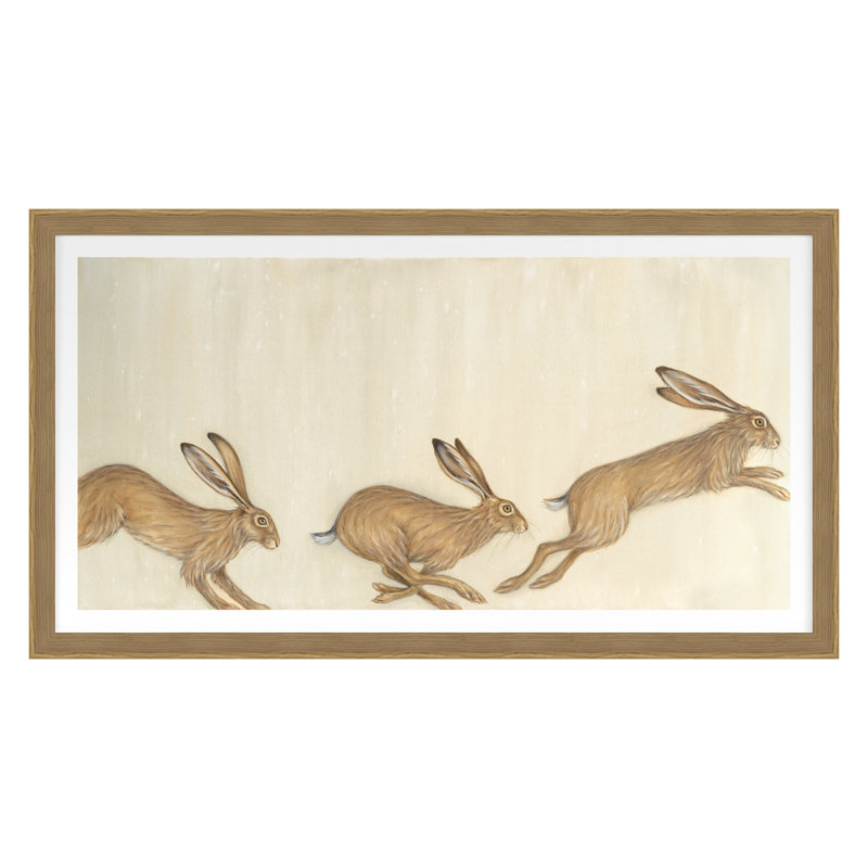 Bounding Hares Print by Bigsby, Bella, Oak Single Picture Framed