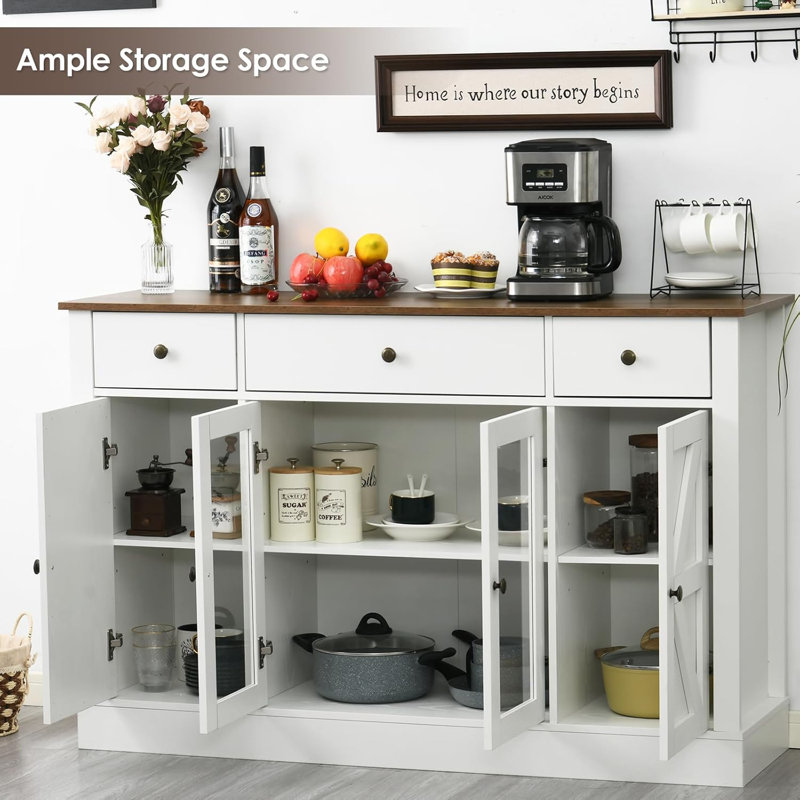 Abrianna 55.12'' Sideboard, White/Brown