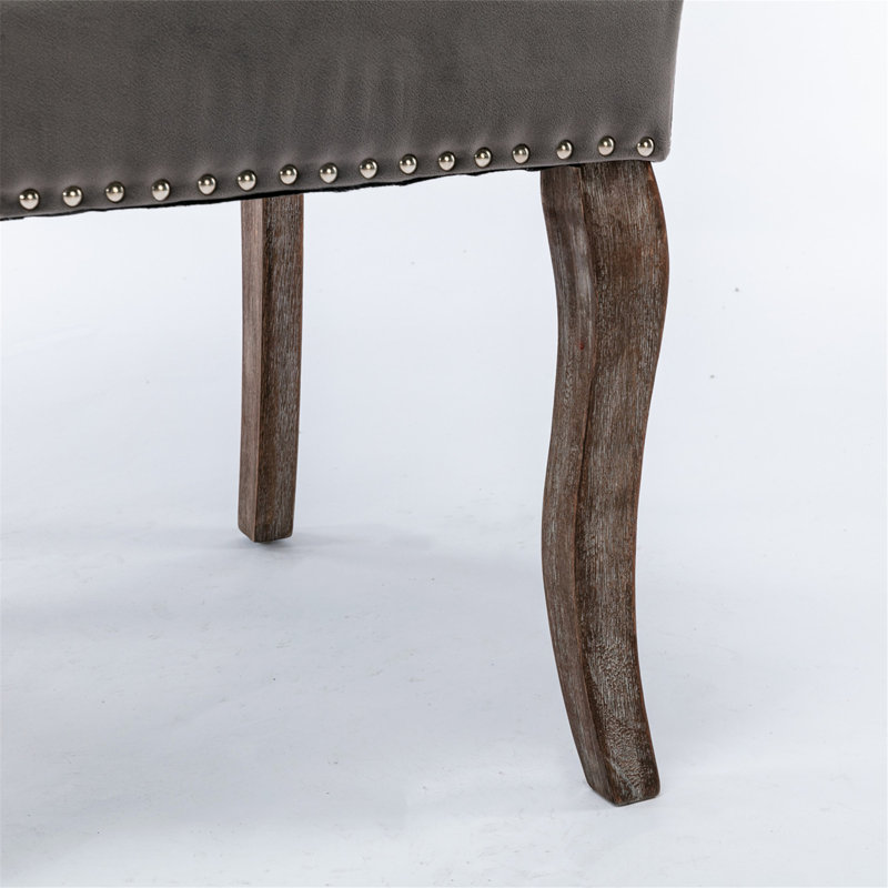 Chaise d'appoint en velours capitonné Hideaki, Gris, Brun