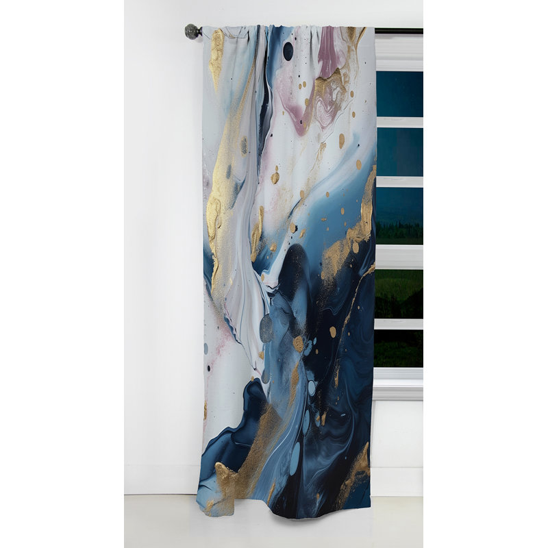 Rideaux occultant en marbre bleu et blanc Enigmatic Stones II - 1 panneaux, L 52 po x L 120 po
