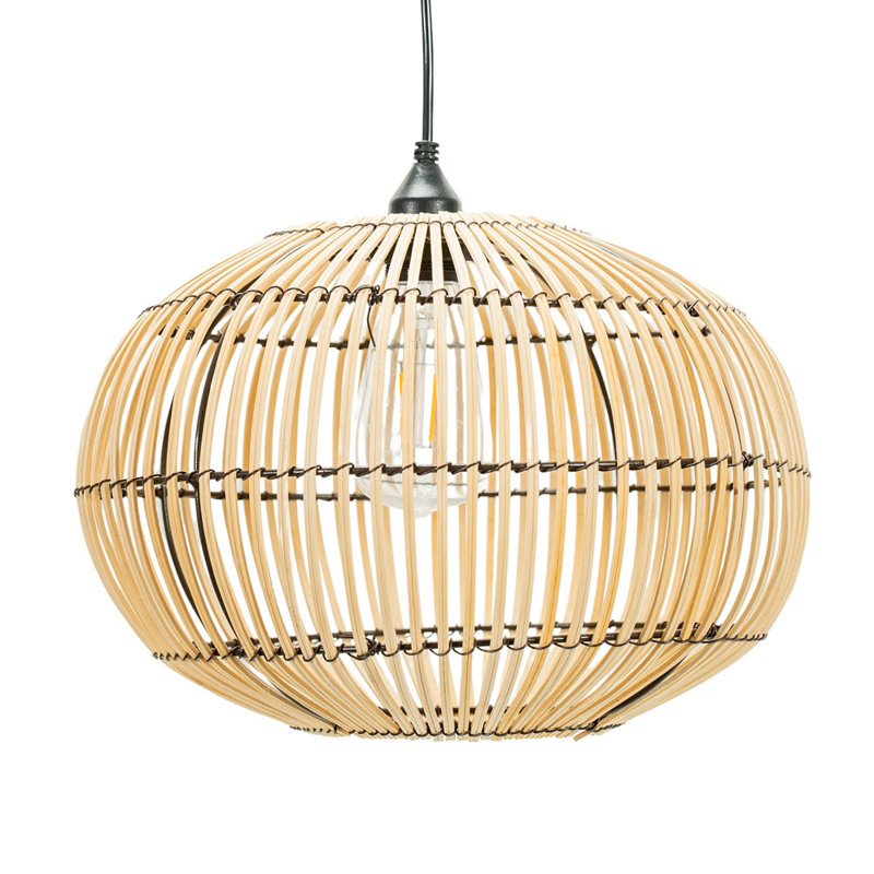 Natural Bamboo Solar Powered Outdoor Hanging Penda LED Outdoor Pendant