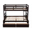 Twin over Full Bunk Bed with Storage Drawers, Solid Wood Frame in Espresso