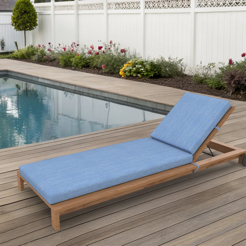 Amala Sunbrella® Outdoor Chaise Lounge Cushion, 23" x 29"/25" x 47" , Cast Ocean Sunbrella® Plainweave