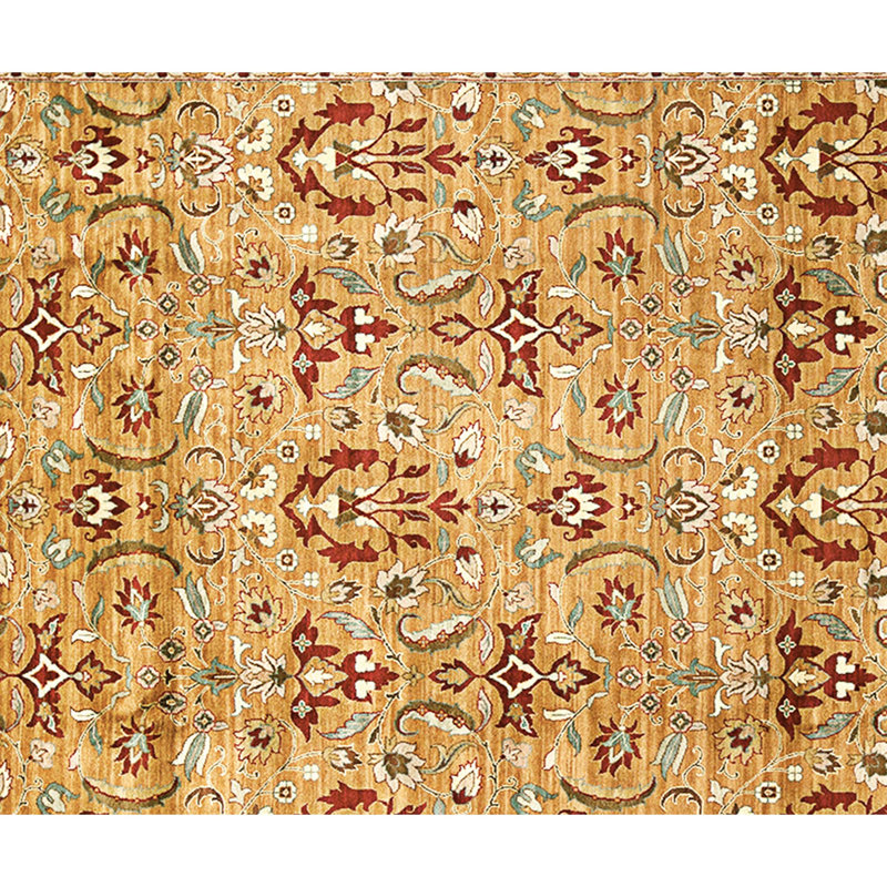 Hand Knotted Wool Area Rug in Gold