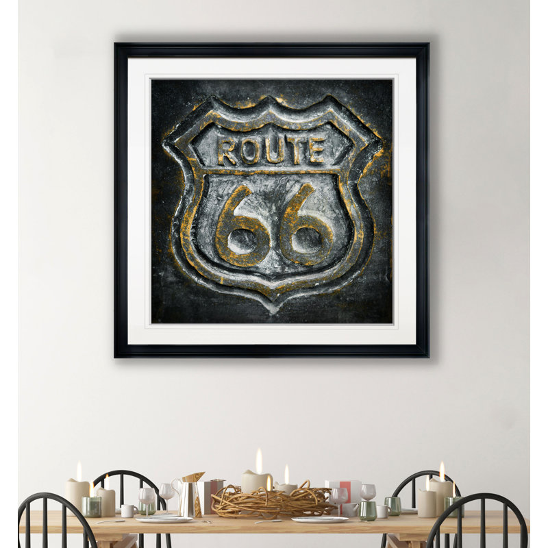 «Route 66», impression, H 26,5 po x l 26,5 po x P 1,5 po, Cadre plastique noir
