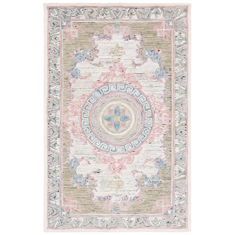 Savonnerie 403 Hand Tufted Wool/Cotton Oriental Indoor Use Only Rug in Ivory/Beige, Rectangle 8' x 10'