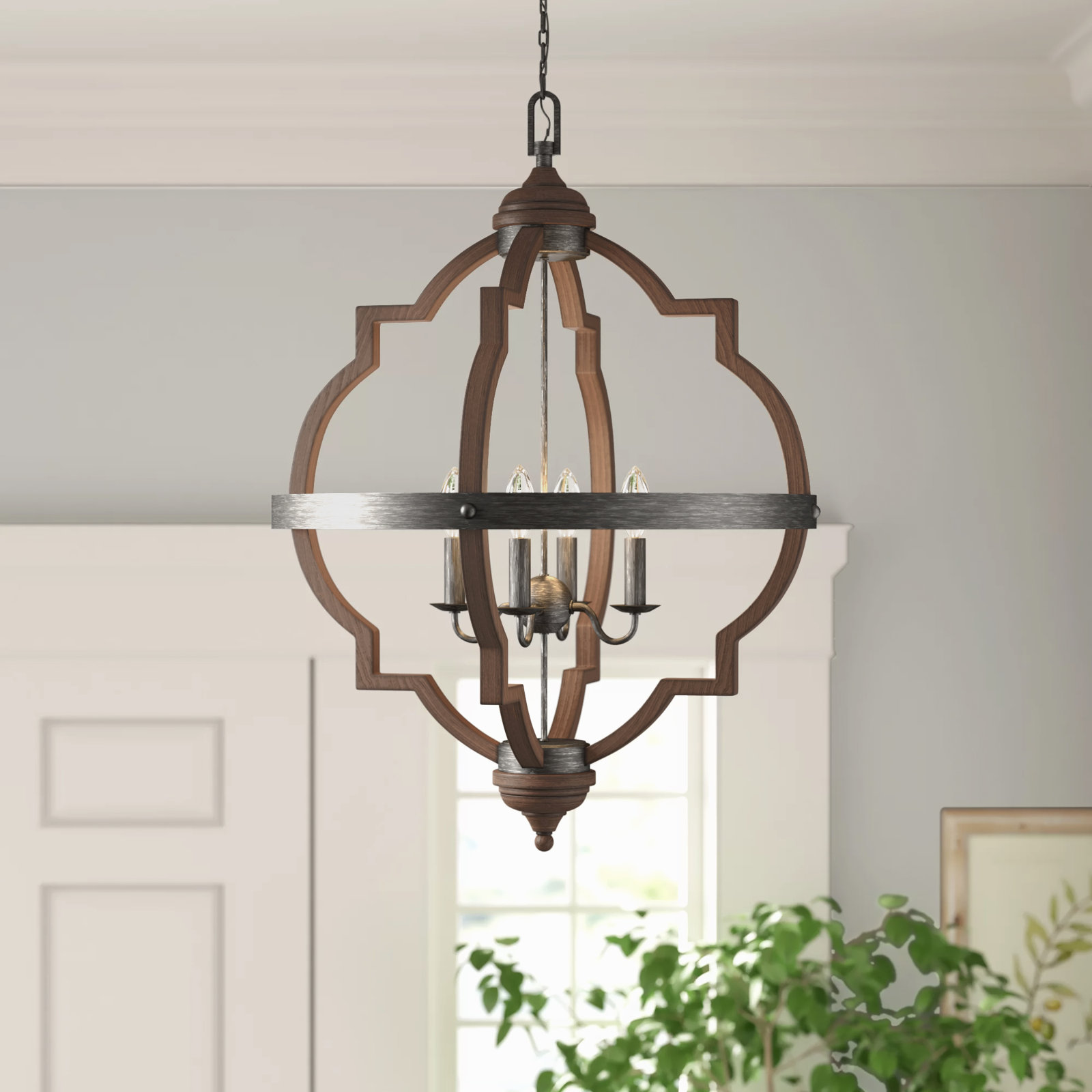 Freemont 4 - Light Metal Dimmable Lantern Chandelier, Stardust, Not Included