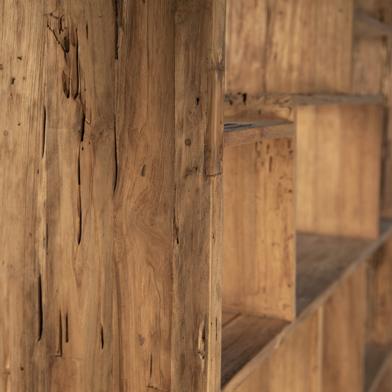 87" H x 55.5" W Mariz Reclaimed Teak Wood Storage Bookcase, Natural, 86.5" H x 55" W x 12.71" D