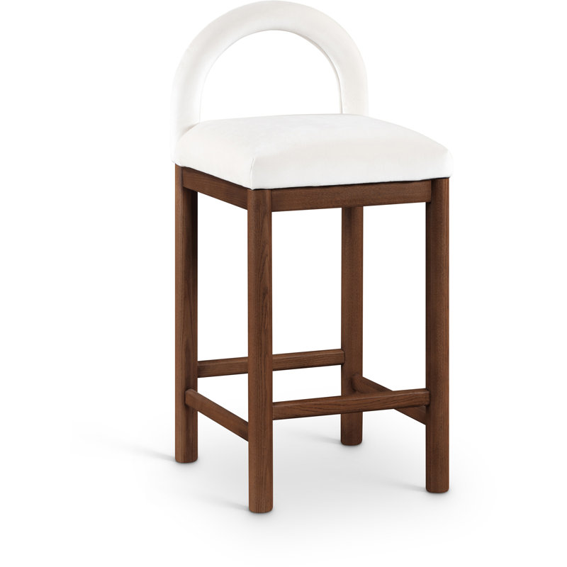 Conrad Letcher Velvet Counter Stool, Cream Velvet Seat/Brown Frame