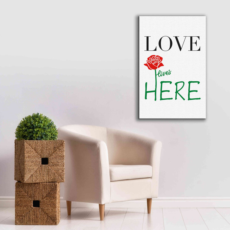 «Love Lives Here» par Cesare Bellassai, art mural sur toile, H 40 po x l 26 po x P 1,5 po