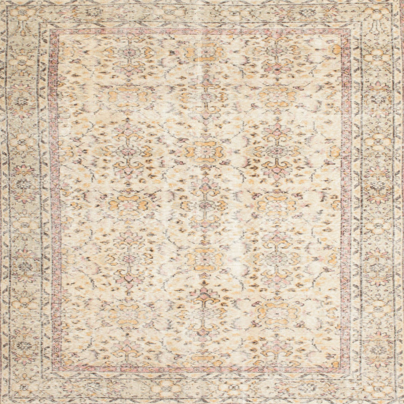 Tapis traditionnel brun / crème / gris Zenaide, Rond 6 pi