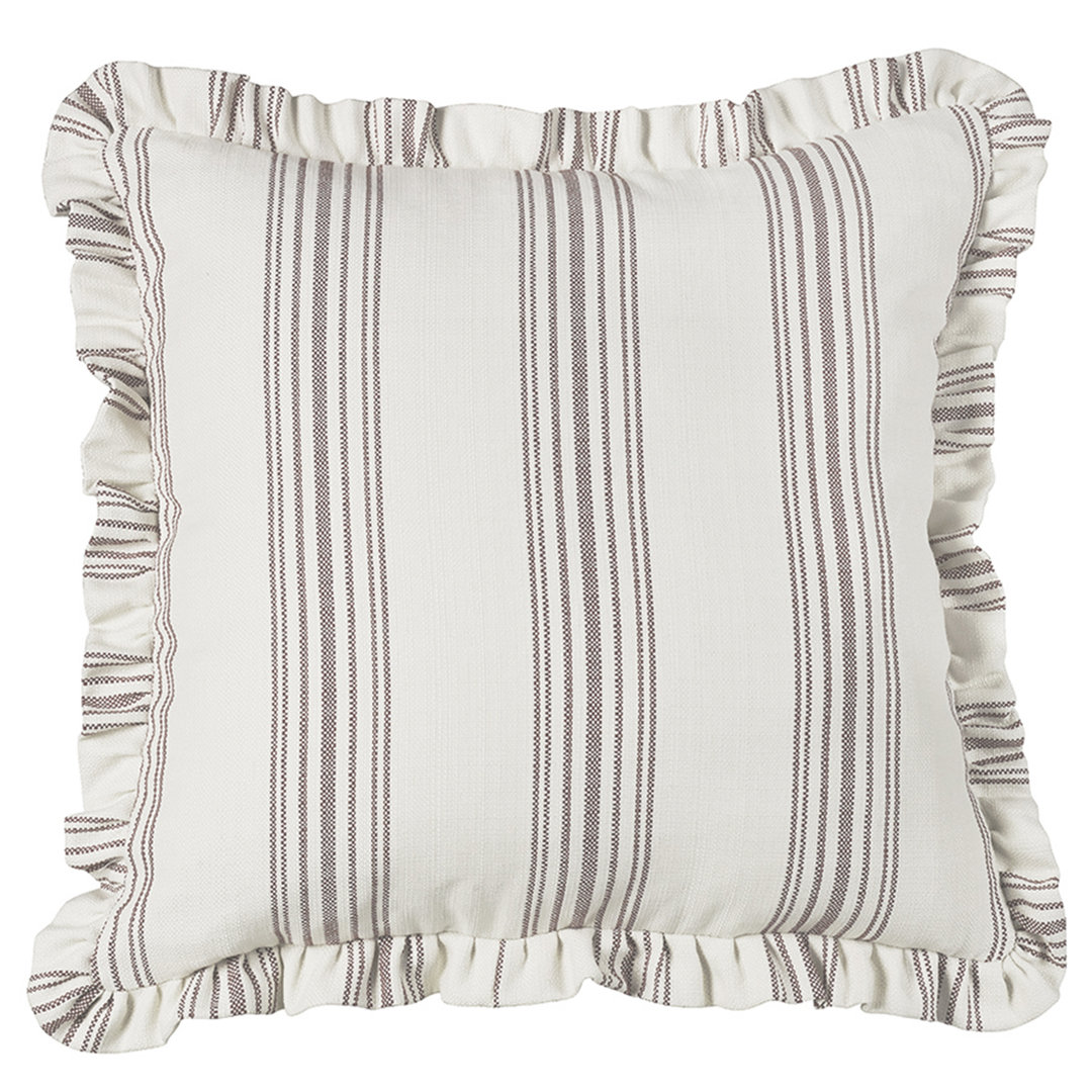 Prescott Ruffled Edges Ticking Stripe Classic Chic 27 x 27 inch Decorative Euro Pillow Sham HiEnd Accents 