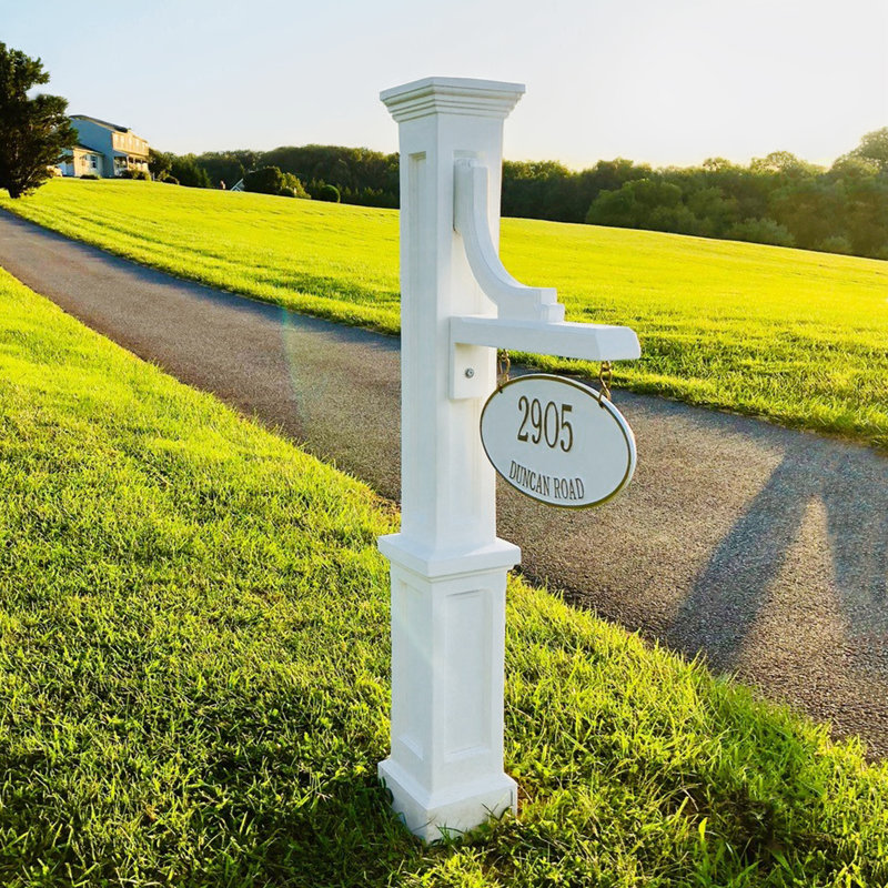 Woodhaven Address Sign Post, White