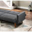 Lit transitionnel avec coussin, lit convertible moderne en polyfibre bleu gris et pieds en bois, dossier-1796060741