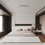 Élégant très grand lit crème avec tête de lit en velours, structure de tête de lit plateforme en bois et métal-215757736