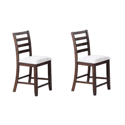 Chaises à hauteur de comptoir de style dossier en noyer lustré - 2 pièces avec poches rembourrées confortables pour les espaces de salle à manger modernes