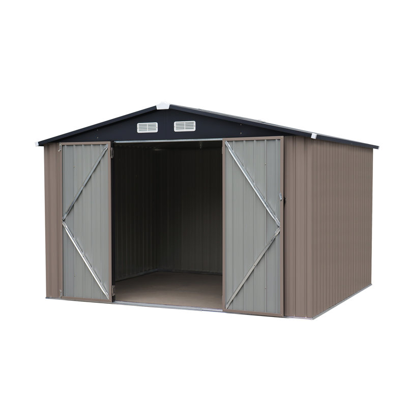 10 ft. W X 8 ft. D Metal Storage Shed, Brown